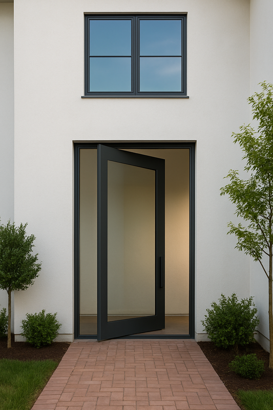Modern Custom Pivot Doors | Iron & Glass Pivot Entry Doors – Texas Glass Door