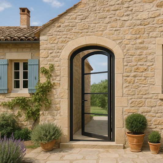 Aluminum Single French Door- Arched Top - 4 Line