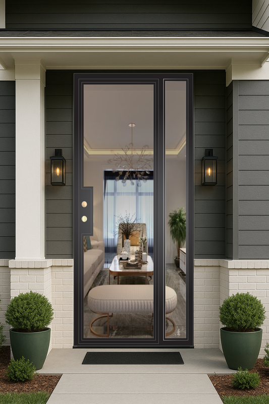 Iron Single French Door- with one Sidelights- Right