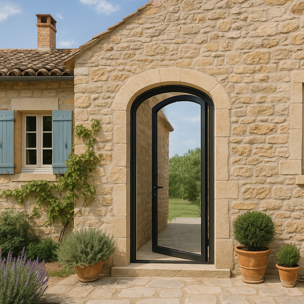 Aluminum Single French Door- Arched Top - 1 Line