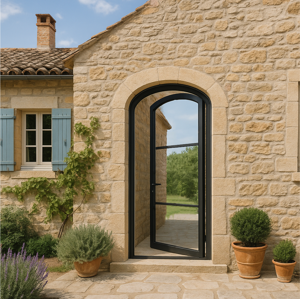 Aluminum Single French Door- Arched Top - 3 Line