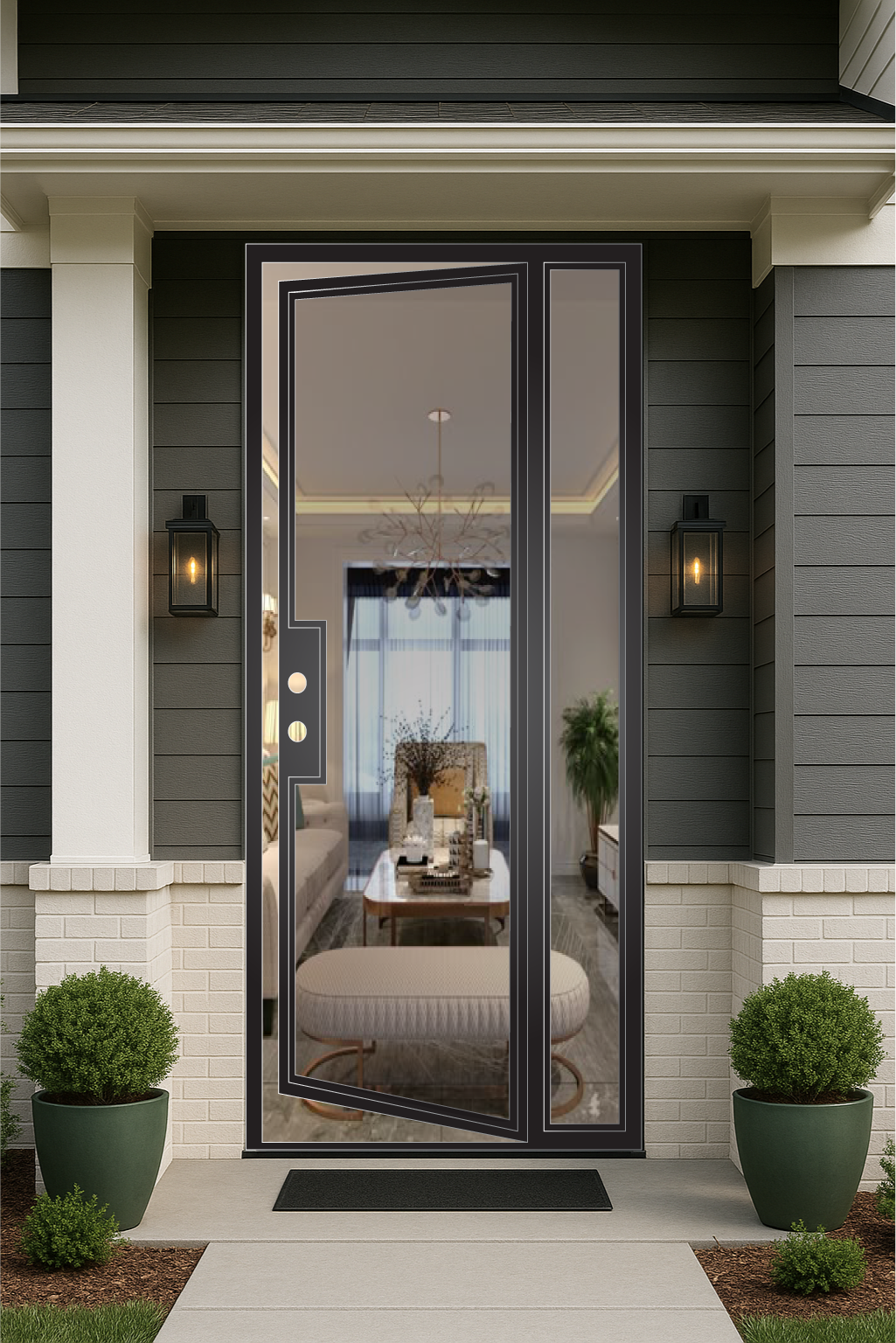 Iron Single French Door- with one Sidelights- Right