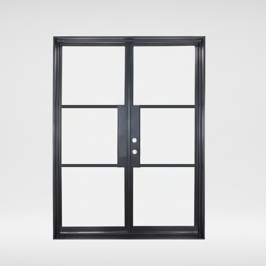 Iron Double French Door – 72"x96", Left hand, 3-Lite, Square Top