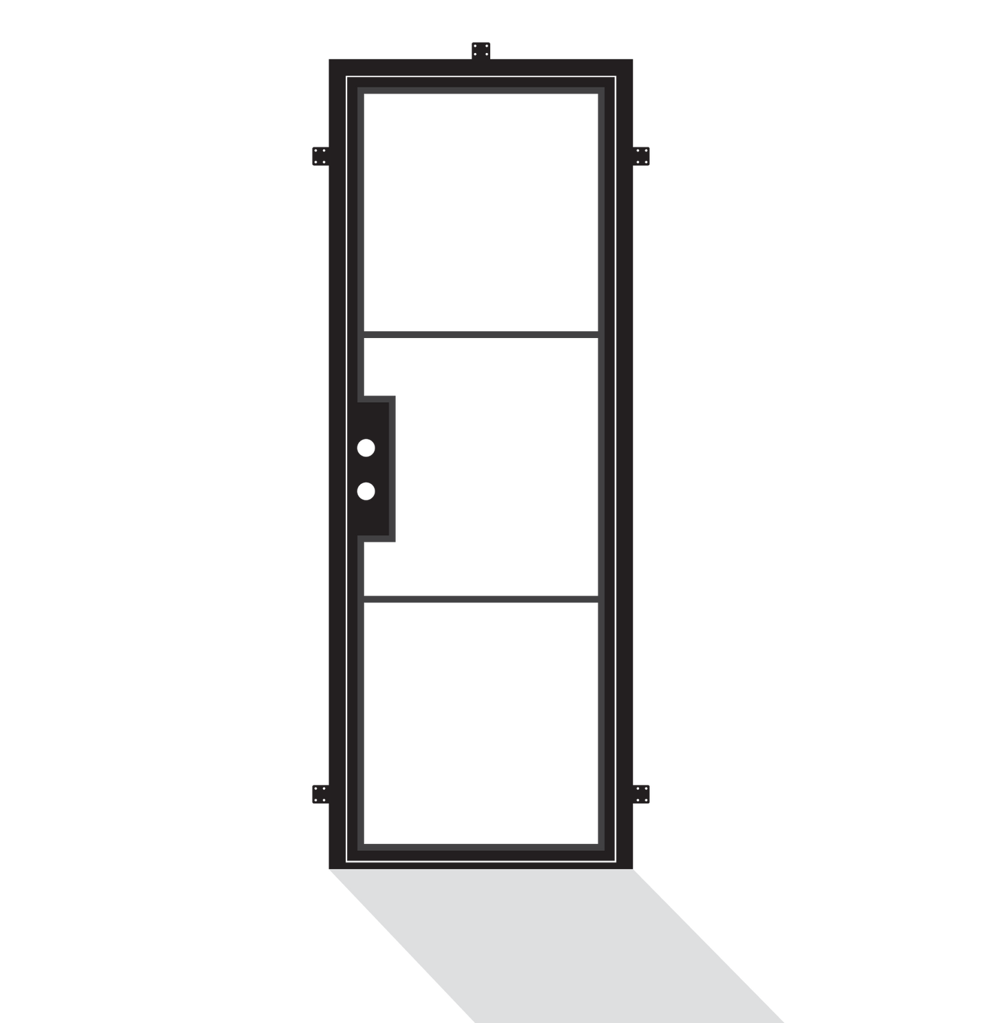Iron Single French Door- Square Top- 3 Line