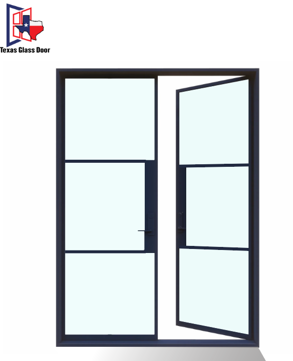 Iron Double French Door - Square Top - 3 Line