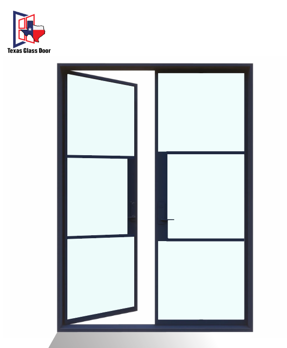 Iron Double French Door - Square Top - 3 Line