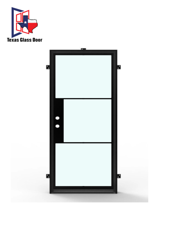 Iron Single French Door- Square Top- 3 Line