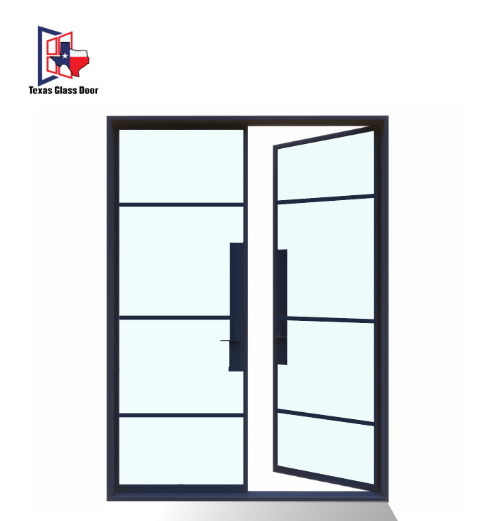Iron Double French Door - Square Top - 4 Line