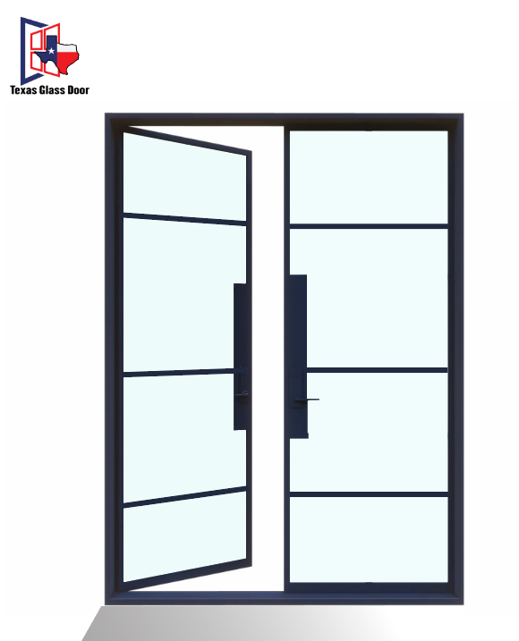 Iron Double French Door - Square Top - 4 Line