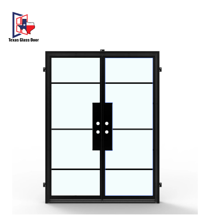 Iron Double French Door - Square Top - 4 Line