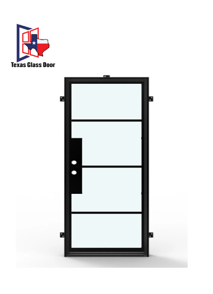 Iron Single French Door- Square Top- 4 Line