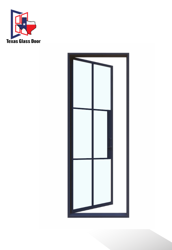 Iron Single French Door- Square Top- 6 Line