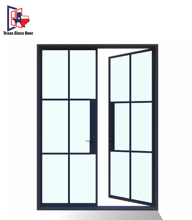 Iron Double French Door - Square Top - 6 Line