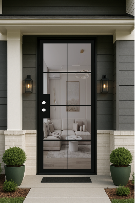 Iron Single French Door- Square Top- 8 Line