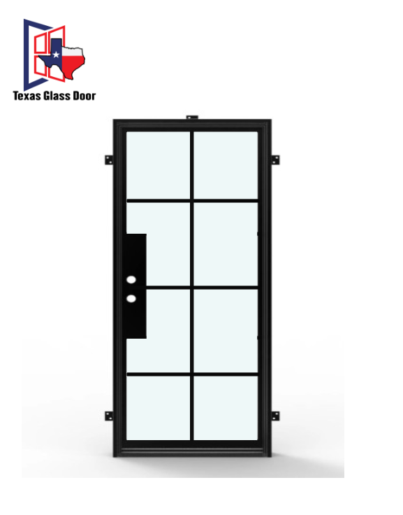 Iron Single French Door- Square Top- 8 Line