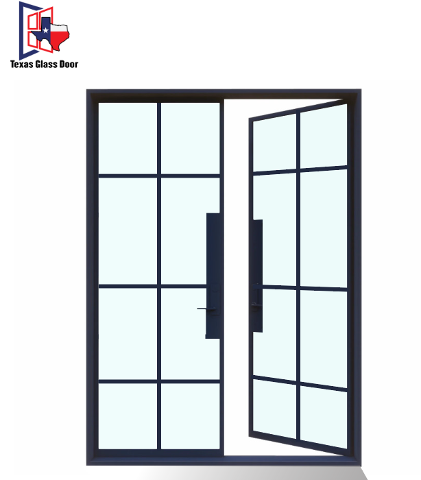 Iron Double French Door - Square Top- 8 Line