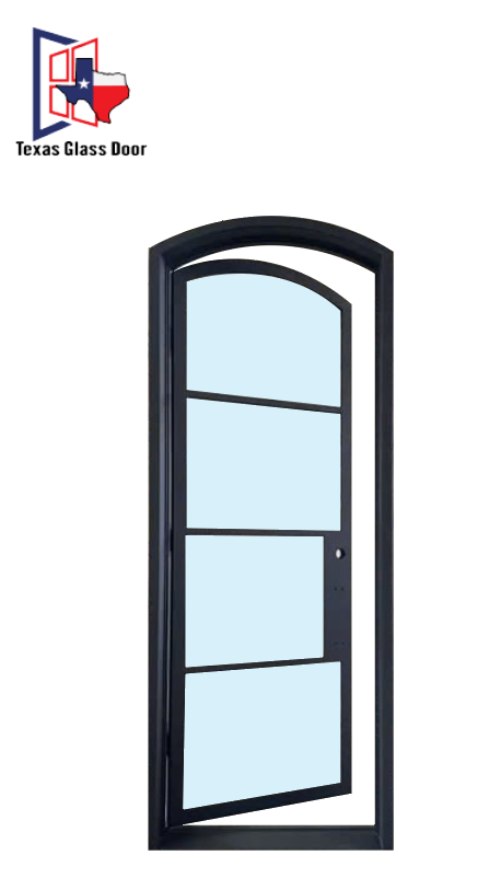 Iron Single French Door- Arched Top- 4 Line