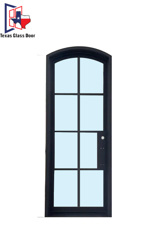 Iron Single French Door- Arched Top- 8 Line