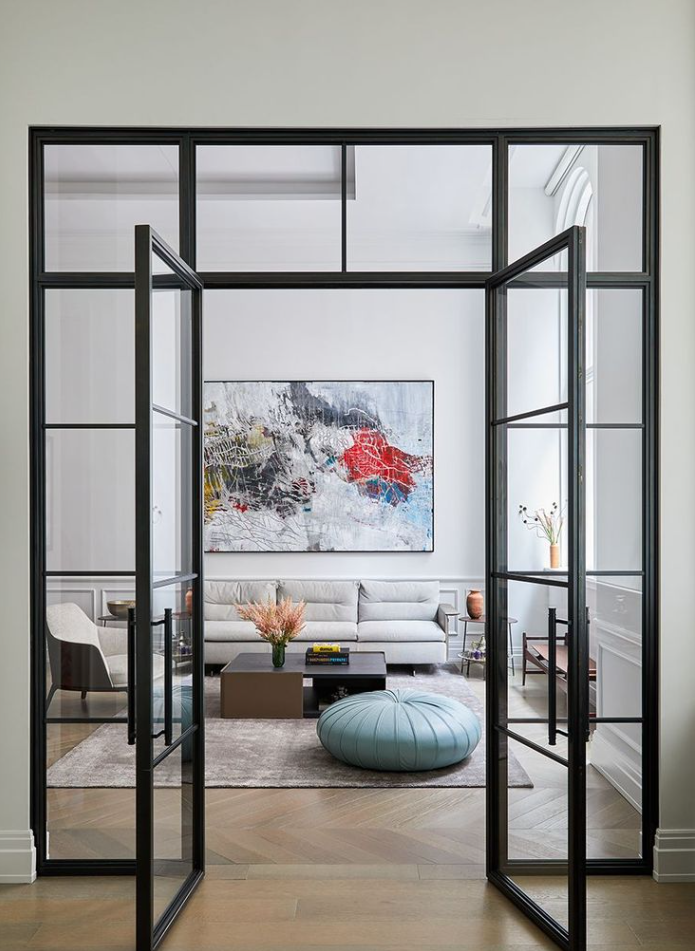 Iron Double French Door- with two Sidelights and Transom