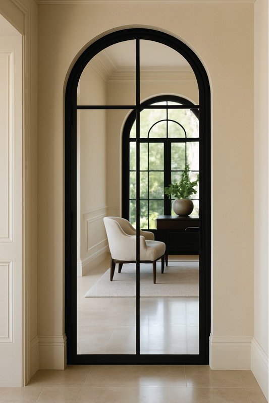 Aluminum Single French Door- Round Top - 4 Line