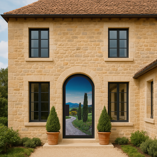 Iron Single French Door- Round Top- 1 Line