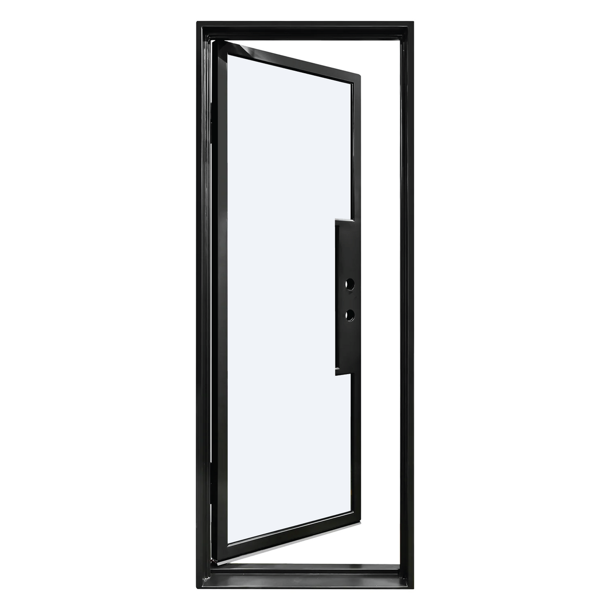Iron single French door square top 0-lite full glass exterior Texas Glass Door