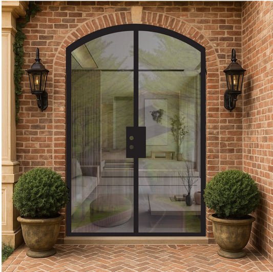 Iron Double French Door - Arched Top - 1 Line