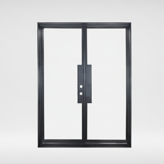 Iron Double French Door – 72"x80", Right hand, 0-Lite, Square Top