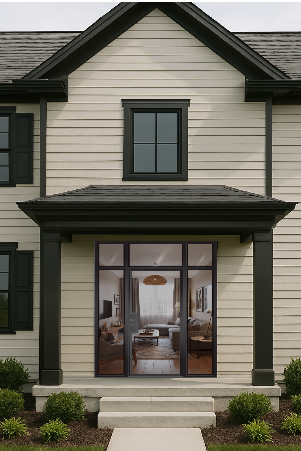 Iron Single French Door- with two Sidelights and Transom