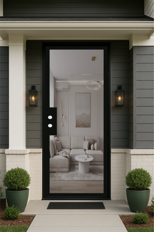 Iron Single French Door- Square Top- 1 Line