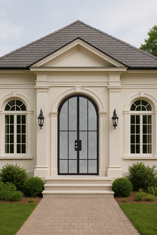 Iron Double French Door - Round Top - 6 Line
