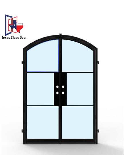Iron Double French Door - Arched Top - 3 Line