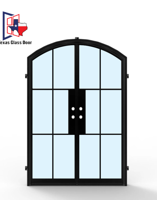 Iron Double French Door- Arched Top - 6 Line
