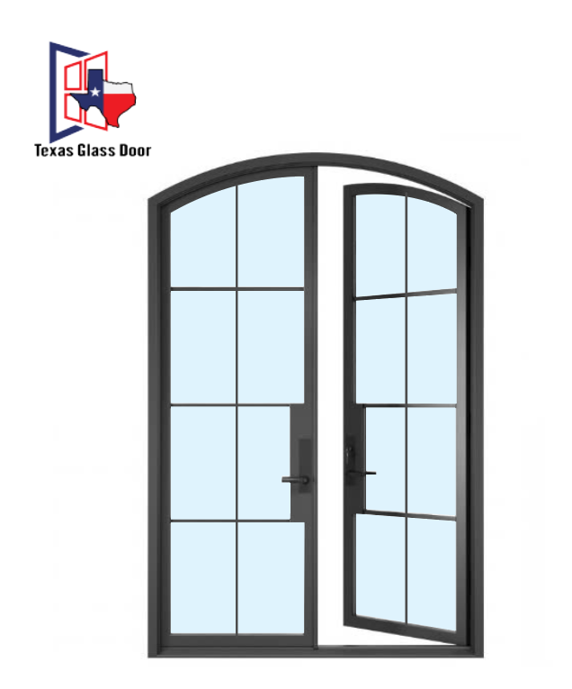 Iron Double French Door- Arched Top - 6 Line