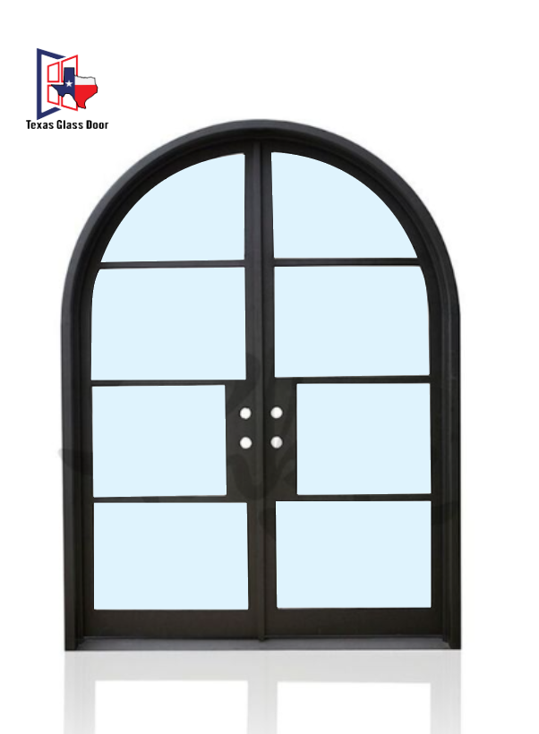 Iron Double French Door - Round Top - 4 Line