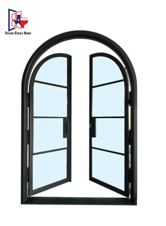 Iron Double French Door - Round Top - 4 Line