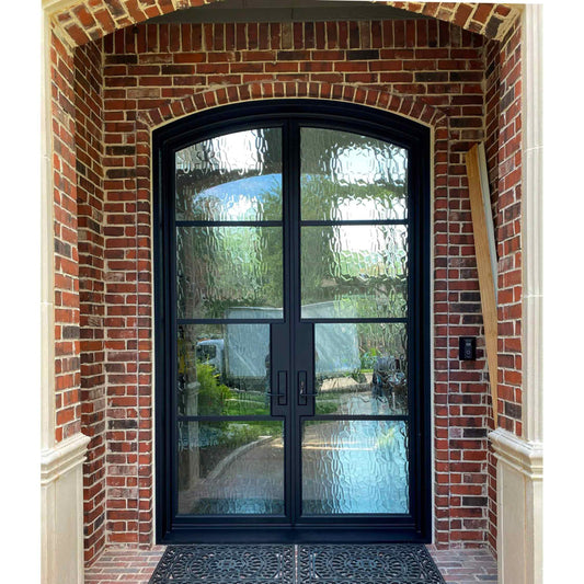Iron Double French Door - Arched Top - 4 Line