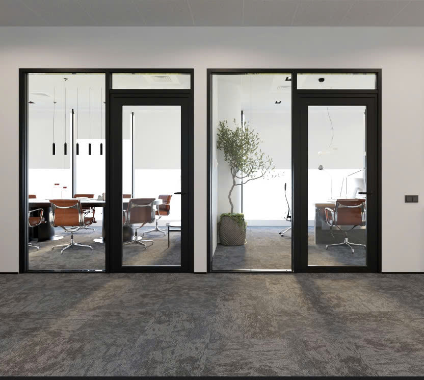 Glass Wall Partition With Single Door
