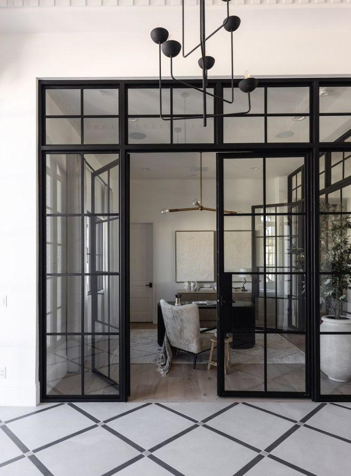 Iron Double French Door- with two Sidelights and Transom