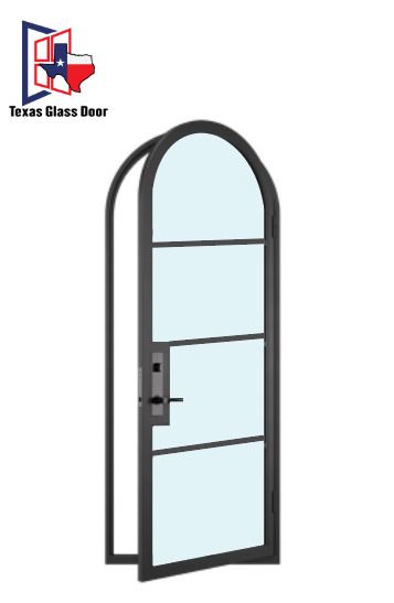 Iron Single French Door- Round Top- 4 Line