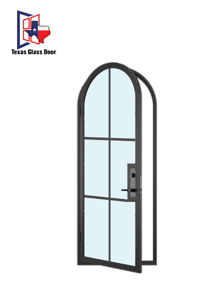 Iron Single French Door- Round Top- 6 Line