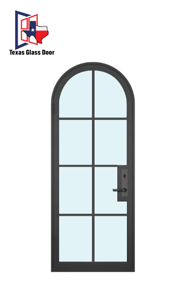 Iron Single French Door- Round Top- 8 Line