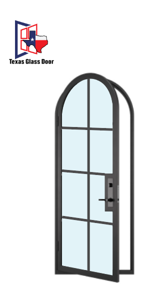 Iron Single French Door- Round Top- 8 Line