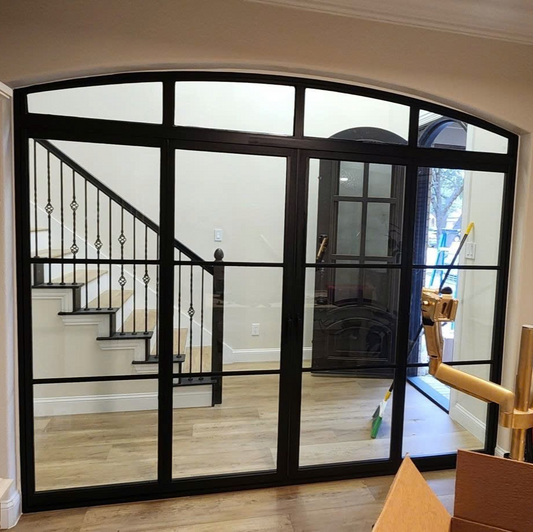 Aluminum Double French Door- with two Sidelights and Arched