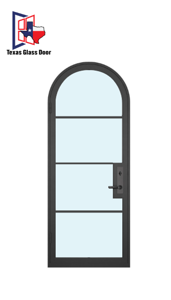 Iron Single French Door- Round Top- 4 Line