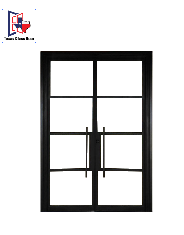 Iron Double French Door - Square Top - 4 Line