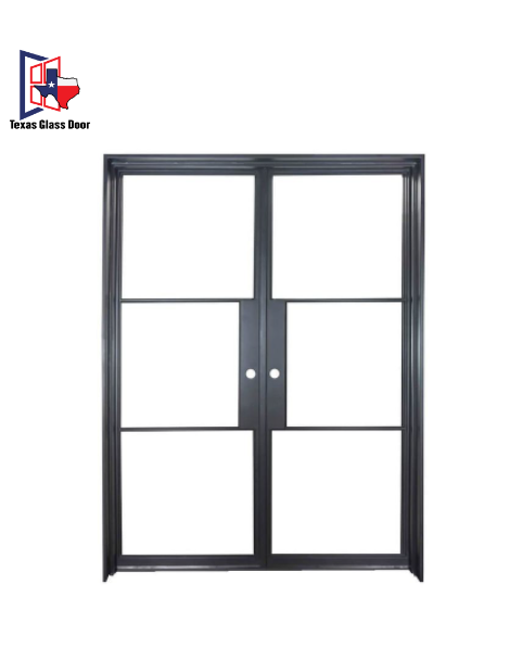 Iron Double French Door - Square Top - 3 Line