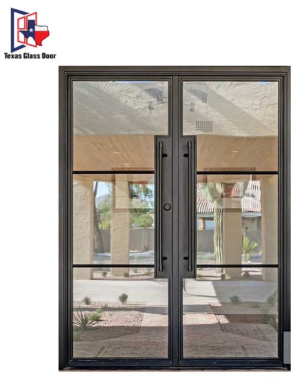 Iron Double French Door - Square Top - 3 Line
