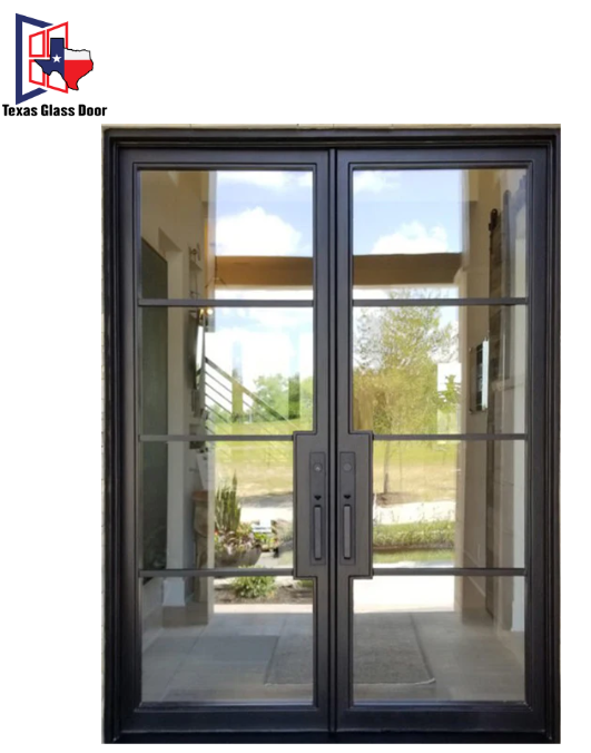 Iron Double French Door - Square Top - 4 Line