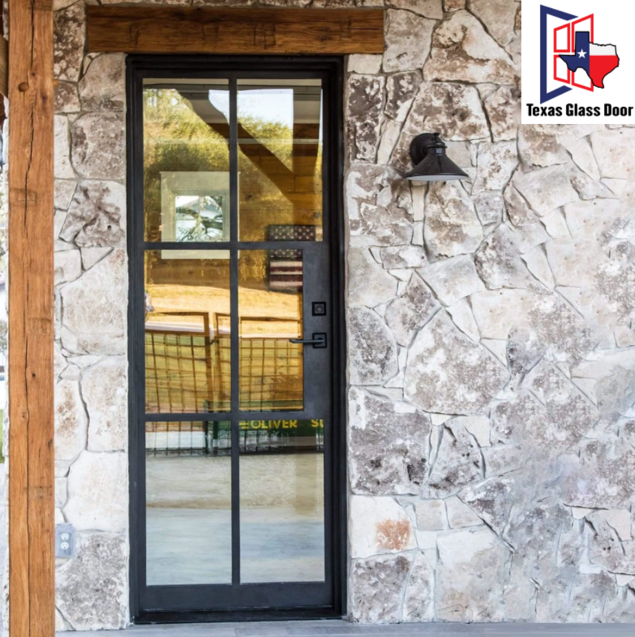 Iron Single French Door- Square Top- 6 Line